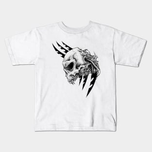 skull x , dead , death , bones skeleton , engraving , woodcut , macabre , floral , graveyard , horror , skull , skulls Kids T-Shirt